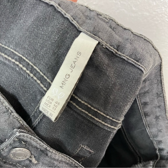 MNG jeans skinny Jeans Dark Gray Stars stretch Jeans novelty mid rise skate Sz14 - Picture 6 of 13